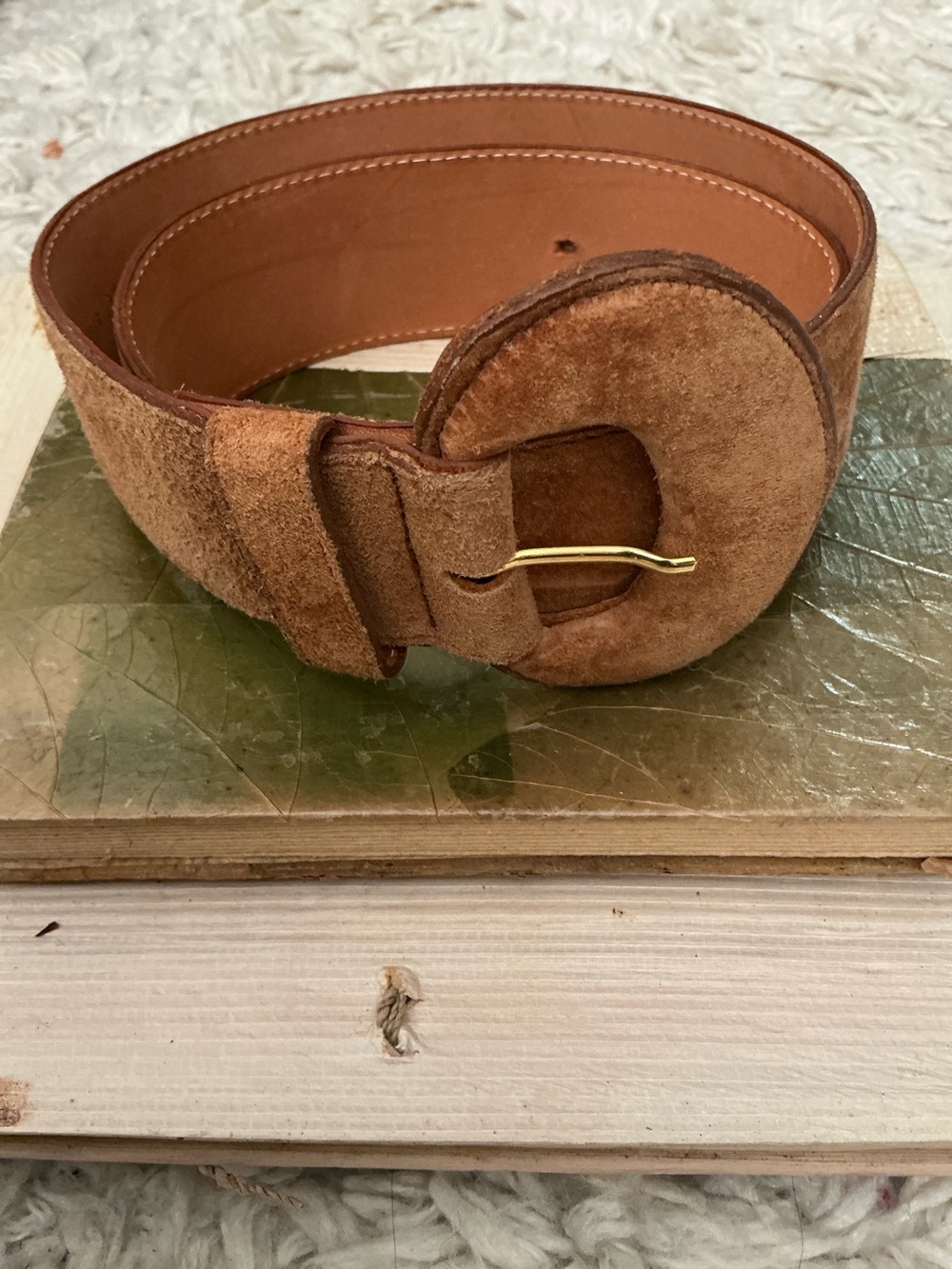 VINTAGE 90s Tan Wide Suede Belt